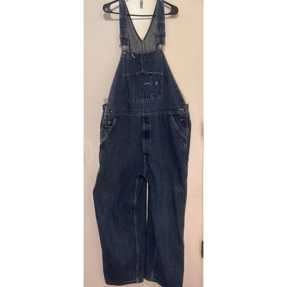 Real Work Wear Denim Bib Overalls Men’s 48x28 Carpenter Workwear Blue